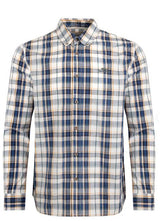 Weird Fish Fresno Ecru Long Sleeve Shirt Blue