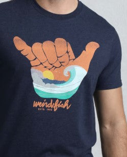 Weird Fish Hang Loose Logo T-Shirt Navy