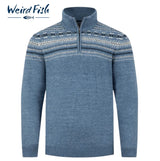 Weird Fish Larner 1/4 Zip Pattern Knit Blue