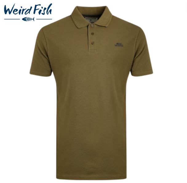 Weird Fish Miles Burnt Olive Polo Shirt Green