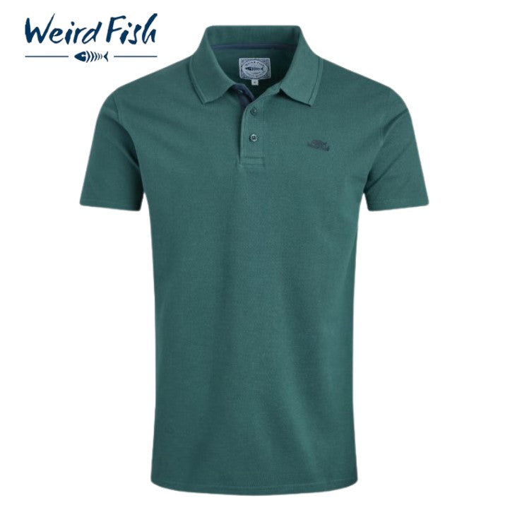 Weird Fish Miles Organic Forest Polo Green