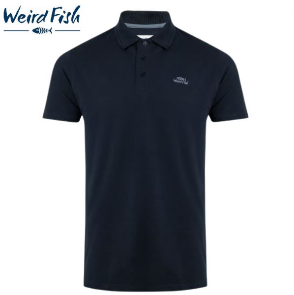 Weird Fish Miles Pique Navy Polo Shirt Navy