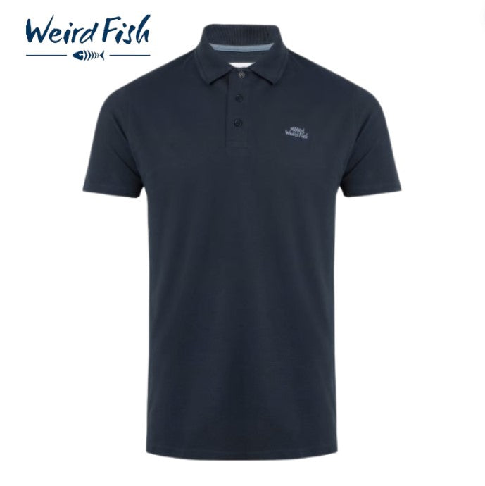 Weird Fish Miles Organic Pique Navy Polo Navy