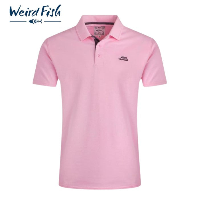 Weird Fish Miles Pique Pink Polo Shirt Pink