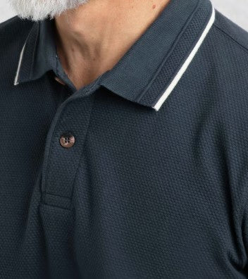 Weird Fish Powell Textured Polo Shirt Navy