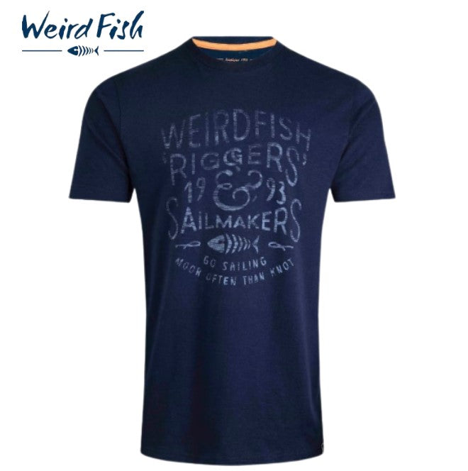 Weird Fish Riggers Logo Dark Navy Tee Navy