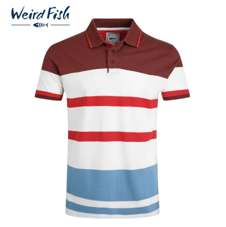 Weird Fish Sunbury Pinot Stripe Polo Red