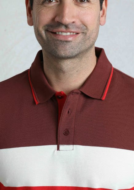 Weird Fish Sunbury Pinot Stripe Polo Red