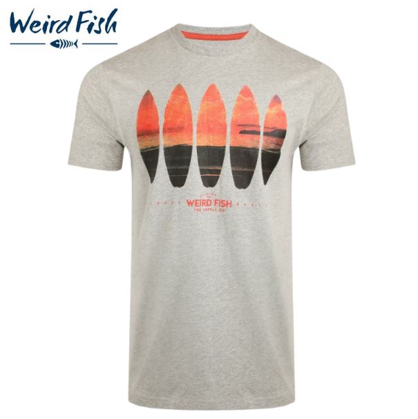 Weird Fish Surf Scene Grey Marl Tee Light Grey