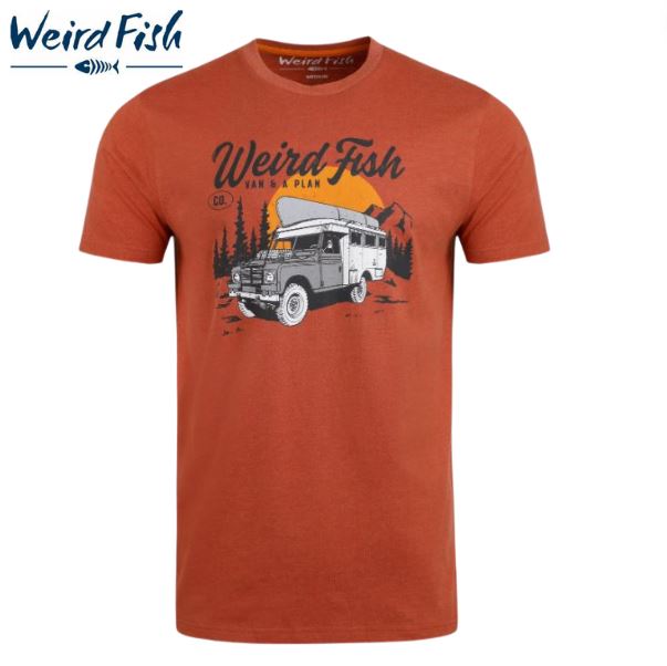 Weird Fish Van Life Baked Clay T-Shirt Rust
