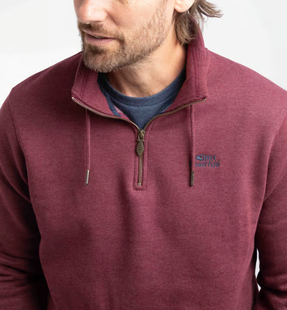 Weird Fish Brampton 1/4 Zip Crimson Swea Wine