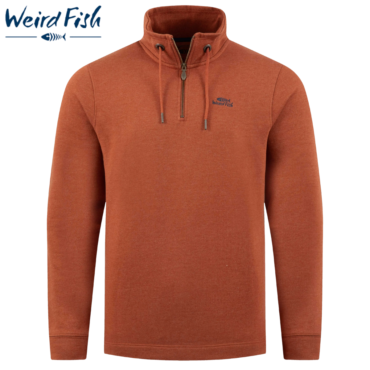 Weird Fish Brampton 1/4 Zip Maple Sweate Orange