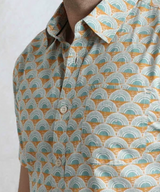 Weird Fish Faraway Caramel Print Shirt Green