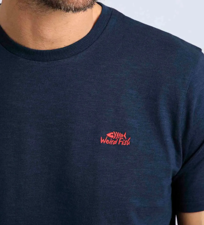 Weird Fish Fished Organic Navy T-Shirt Navy