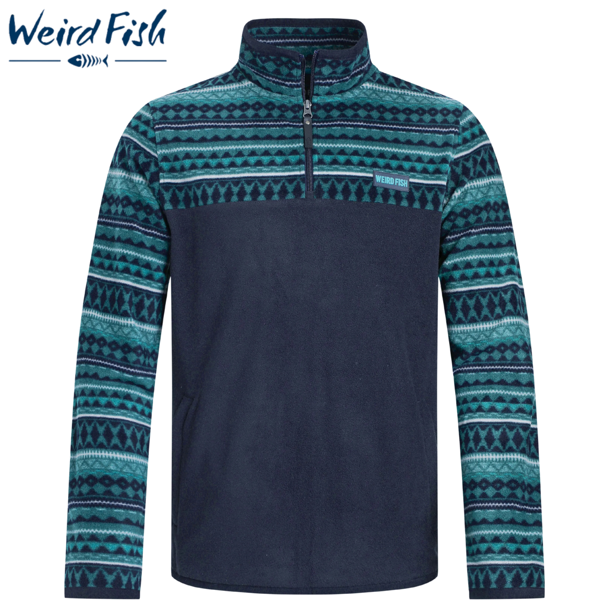 Weird Fish Gilbert Printed Cedar Fleece Green