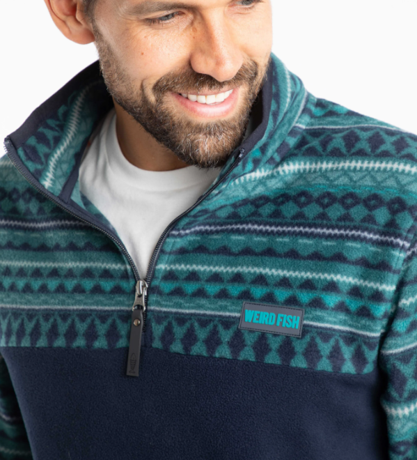 Weird Fish Gilbert Printed Cedar Fleece Green