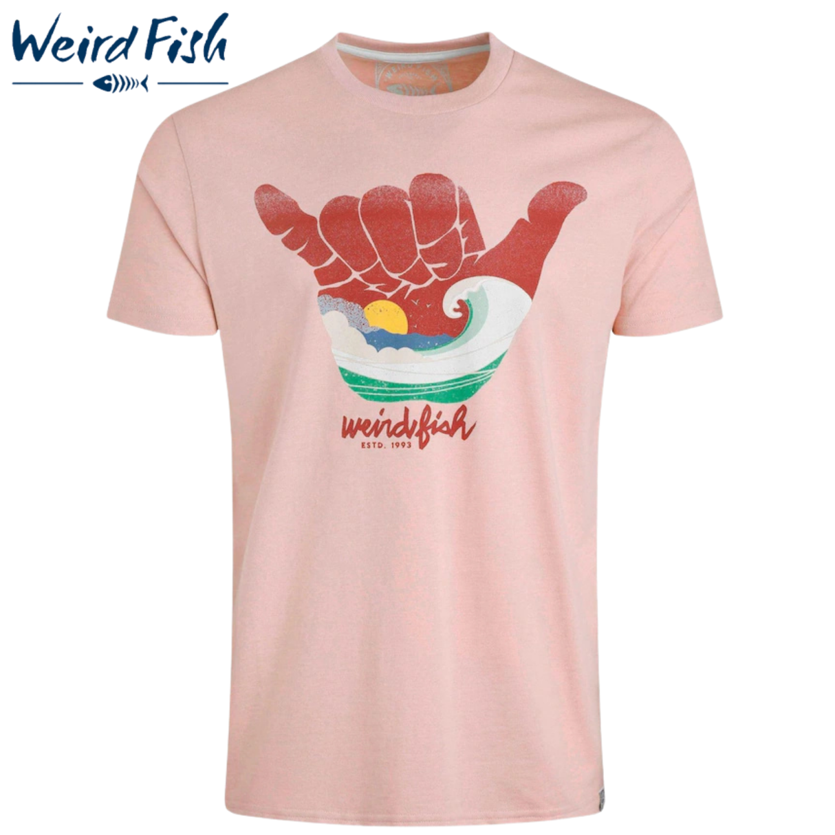 Weird Fish Hanng Loose Logo T-Shirt Pink