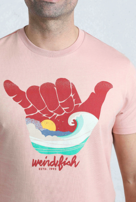 Weird Fish Hanng Loose Logo T-Shirt Pink