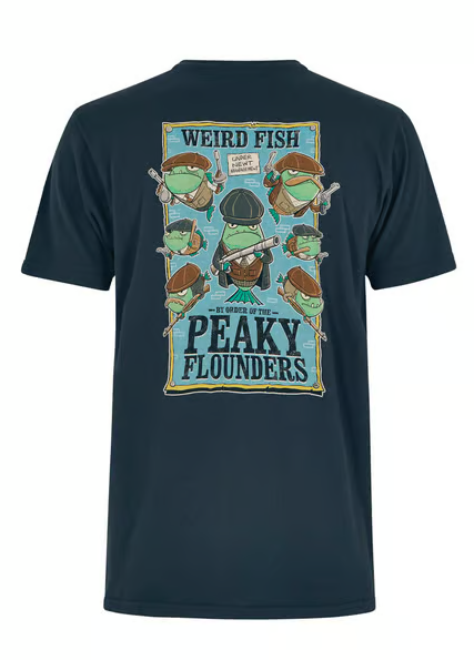Weird Fish Peaky Flounders Artist Tee Navy