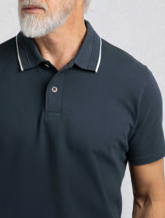 Weird Fish Powell Textured Polo Shirt Navy