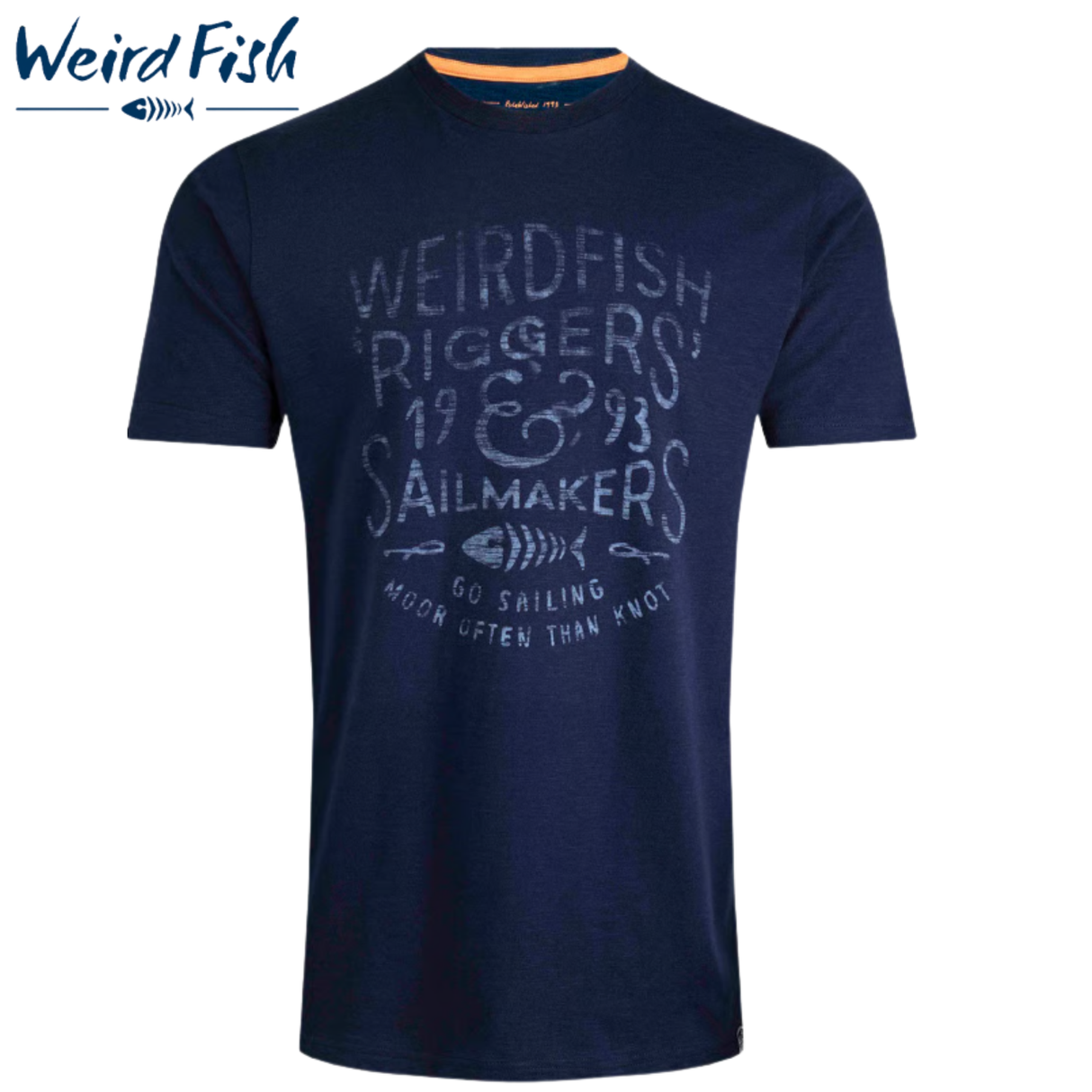 Weird Fish Riggers Logo Dark Navy Tee Navy