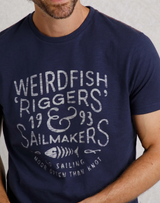 Weird Fish Riggers Logo Dark Navy Tee Navy
