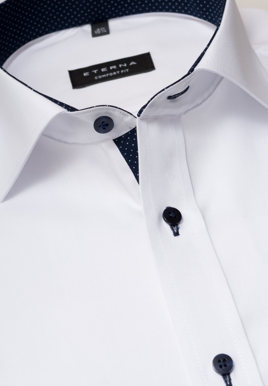Eterna White With Navy Trim Shirt White