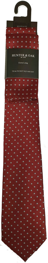 Hunter & Oak X-Long Wine Print Tie Wine