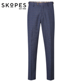 Skopes Woolf Navy Check Suit Trousers Navy