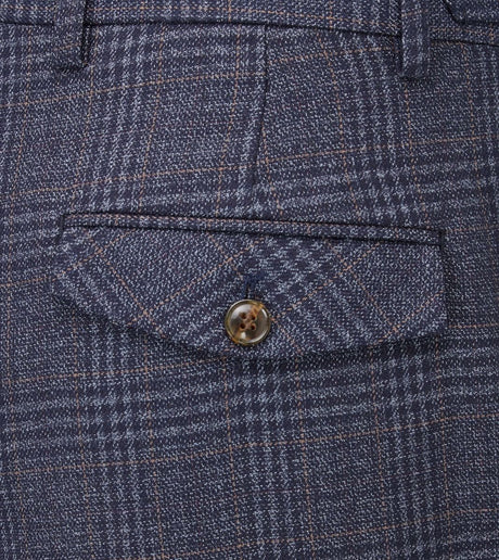 Skopes Woolf Navy Check Suit Trousers Navy