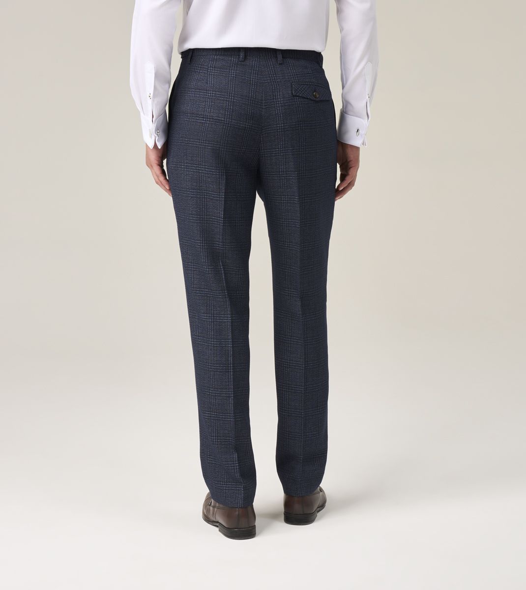 Skopes Woolf Navy Check Suit Trousers Navy
