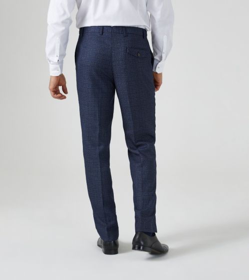 Skopes Woolf Navy Check Suit Trousers Navy