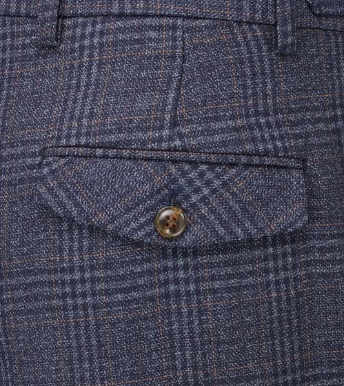 Skopes Woolf Navy Check Suit Trousers Navy