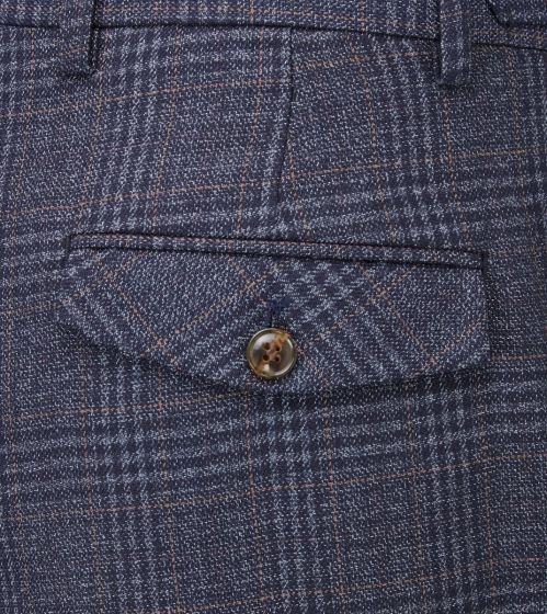 Skopes Woolf Navy Check Suit Trousers Navy